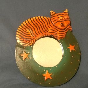 Vtg Bali Cat Mirror